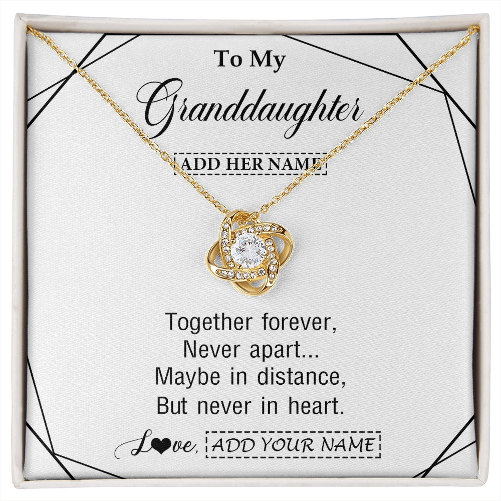Love Knot Necklace 18K Yellow Gold Finish | 1 | Personalized To My Granddaughter Gifts From Grandma Necklace Together Forever With Heartfelt Message Granddaughter Birthday Christmas Gift Box Message Card | https://siriusteestore.