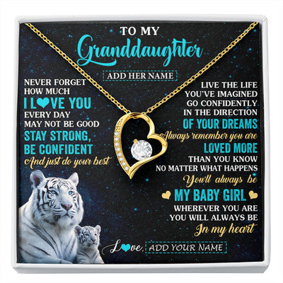 Forever Love Necklace 18K Yellow Gold Finish | 1 | Personalized To My Granddaughter Gifts From Grandma Necklace White Tiger Never Forget How Much I Love You Granddaughter Birthday Gift Box Message Card | siriusteestore.myshopify