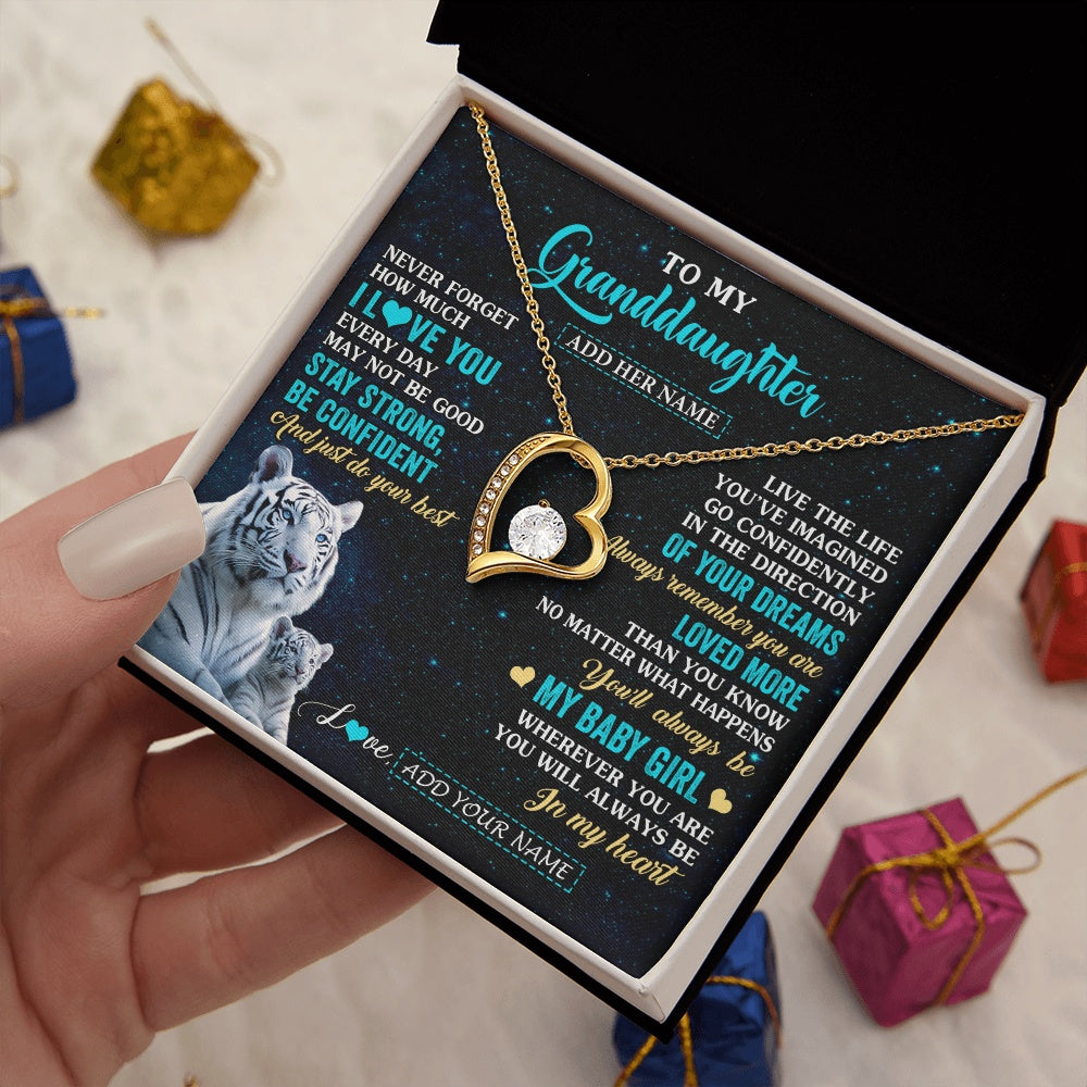 Forever Love Necklace 18K Yellow Gold Finish | 2 | Personalized To My Granddaughter Gifts From Grandma Necklace White Tiger Never Forget How Much I Love You Granddaughter Birthday Gift Box Message Card | siriusteestore.myshopify