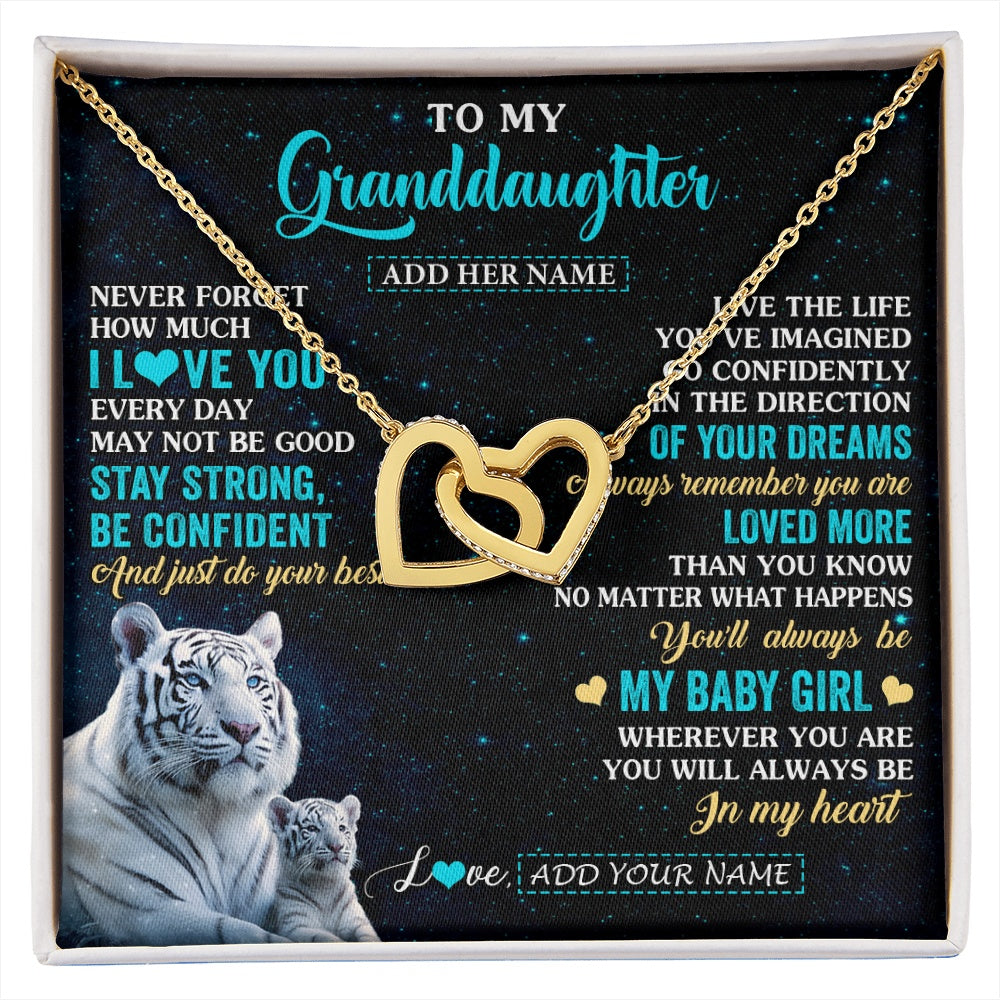 Interlocking Hearts Necklace 18K Yellow Gold Finish | 1 | Personalized To My Granddaughter Gifts From Grandma Necklace White Tiger Never Forget How Much I Love You Granddaughter Birthday Gift Box Message Card | siriusteestore.myshopify