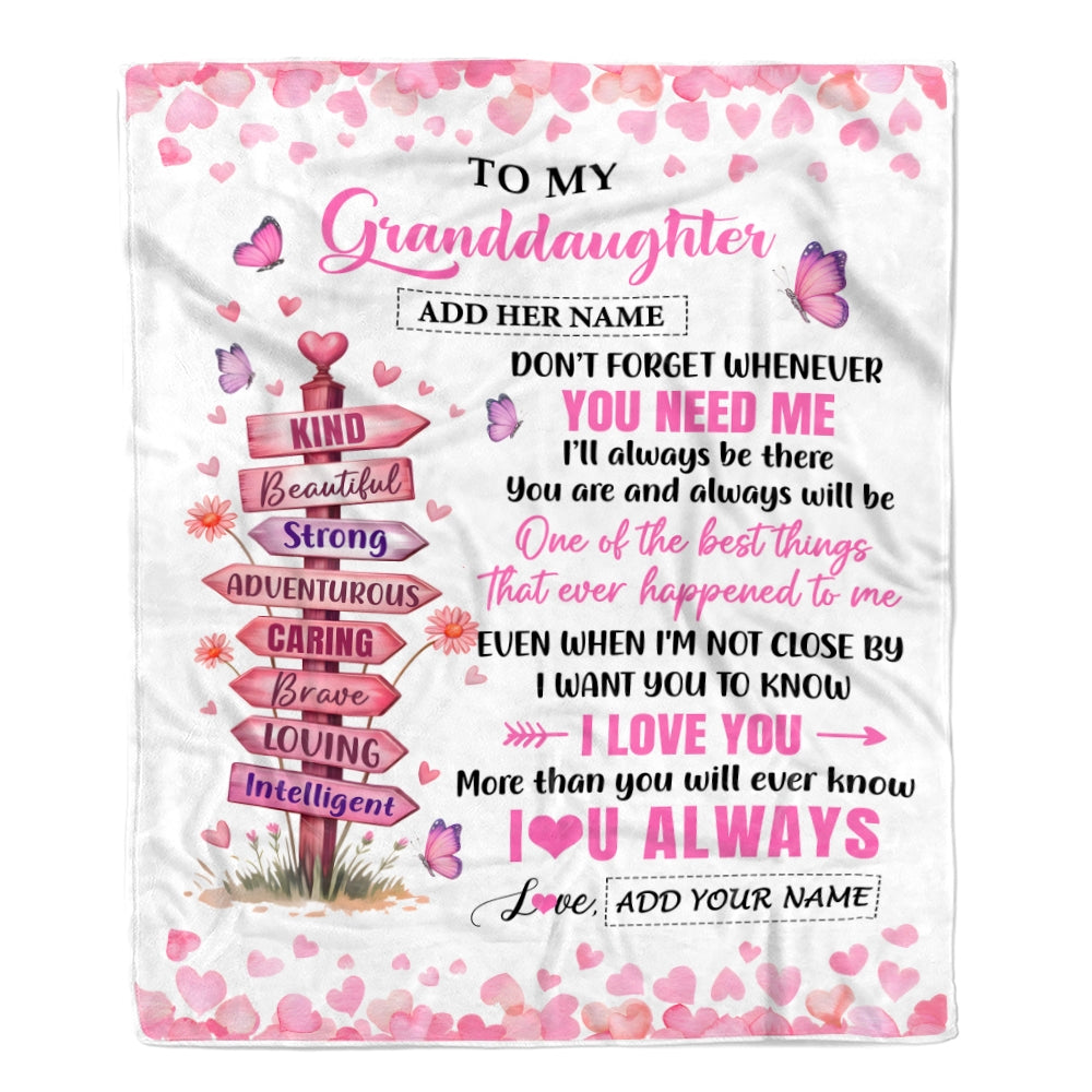 Personalized To My Granddaughter Gifts From Grandma Papa Blanket Kind Beautiful Birthday Gifts For Granddaughter Valentines Graduation Christmas Fleece Blanket | siriusteestore