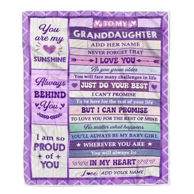 Personalized To My Granddaughter Gifts From Grandma Wood Blanket Butterfly Sunshine In My HeartCustom Gift For Granddaughter Birthday Christmas Fleece Blanket | siriusteestore