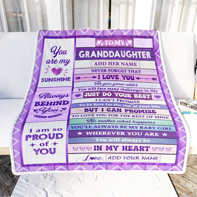 Personalized To My Granddaughter Gifts From Grandma Wood Blanket Butterfly Sunshine In My HeartCustom Gift For Granddaughter Birthday Christmas Fleece Blanket | siriusteestore