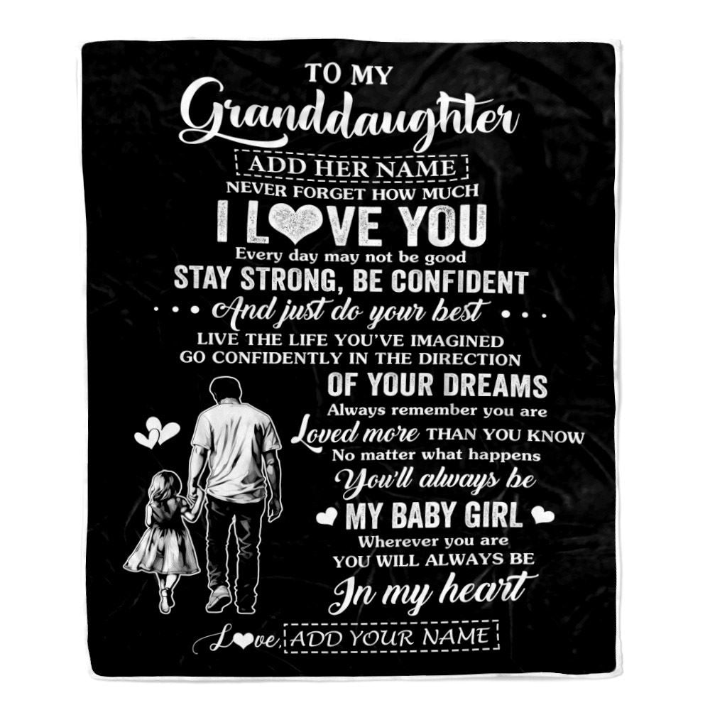 Personalized To My Granddaughter Gifts From Grandpa Blanket Never Forget How Much I Love You Granddaughter Birthday Graduation Christmas Fleece Throw Blanket | siriusteestore