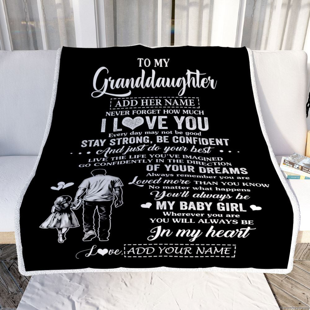 Personalized To My Granddaughter Gifts From Grandpa Blanket Never Forget How Much I Love You Granddaughter Birthday Graduation Christmas Fleece Throw Blanket | siriusteestore
