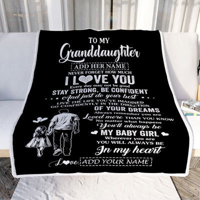 Personalized To My Granddaughter Gifts From Grandpa Blanket Never Forget How Much I Love You Granddaughter Birthday Graduation Christmas Fleece Throw Blanket | siriusteestore