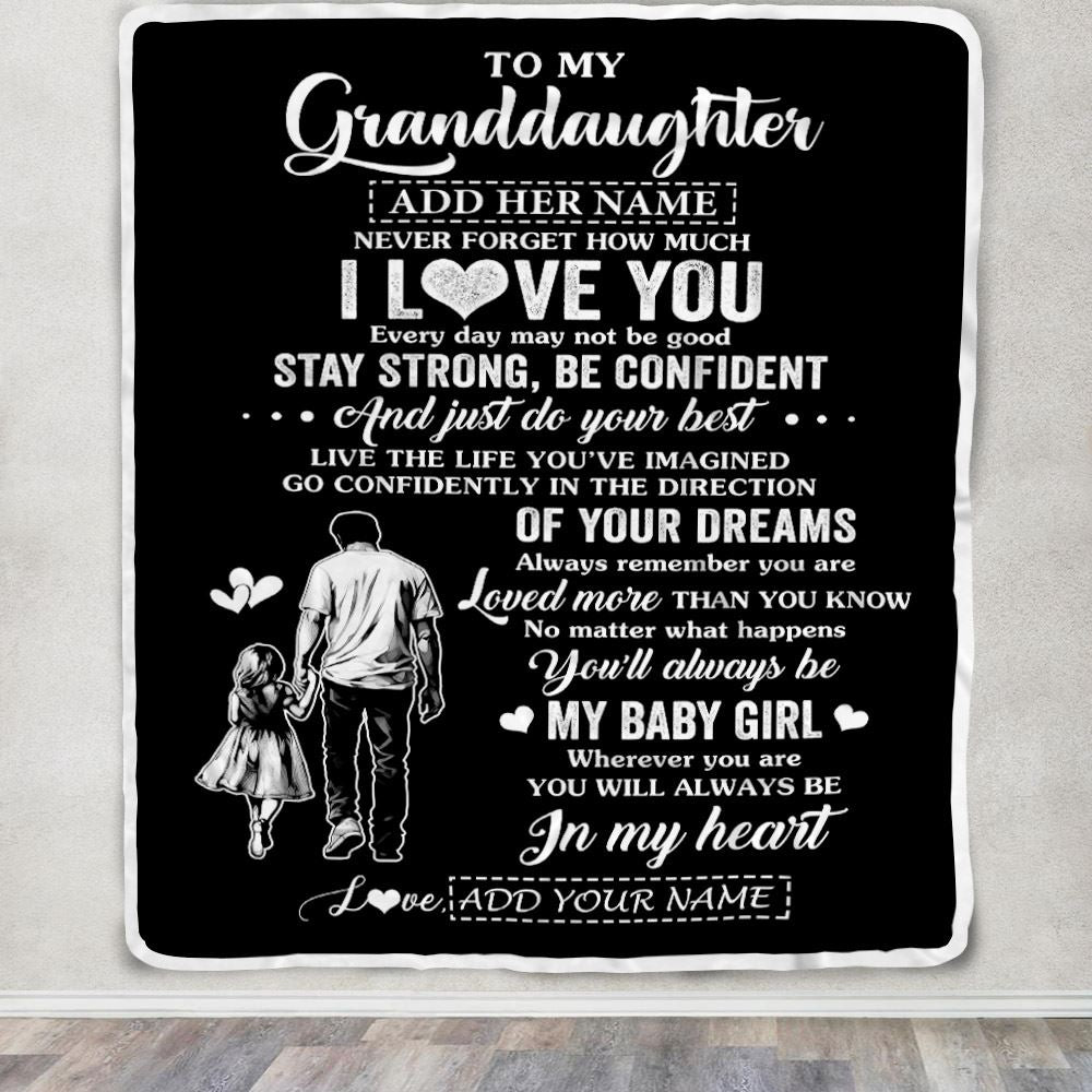 Personalized To My Granddaughter Gifts From Grandpa Blanket Never Forget How Much I Love You Granddaughter Birthday Graduation Christmas Fleece Throw Blanket | siriusteestore