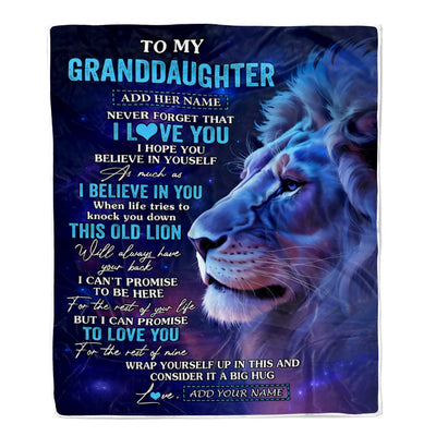 Personalized To My Granddaughter Gifts From Grandpa Blanket This Old Lion Heart Gifts For Granddaughter Birthday Christmas Custom Fleece Throw Blanket | siriusteestore
