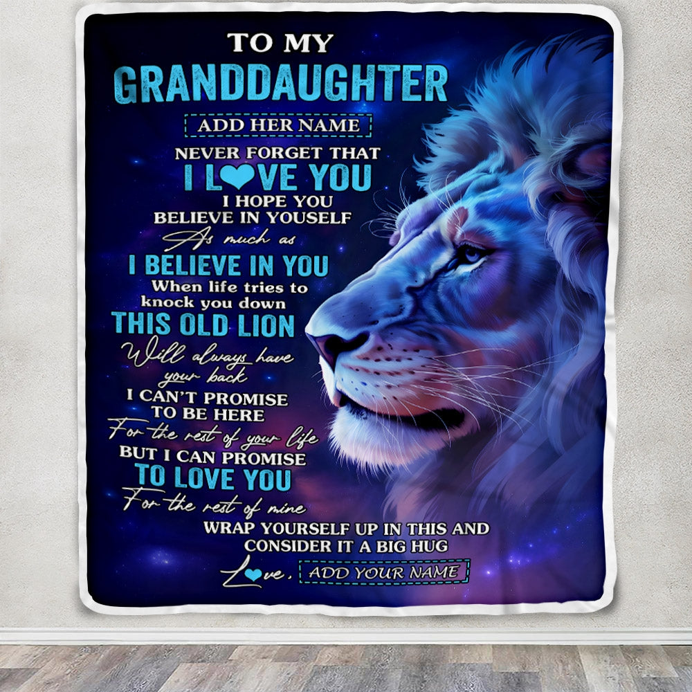 Personalized To My Granddaughter Gifts From Grandpa Blanket This Old Lion Heart Gifts For Granddaughter Birthday Christmas Custom Fleece Throw Blanket | siriusteestore
