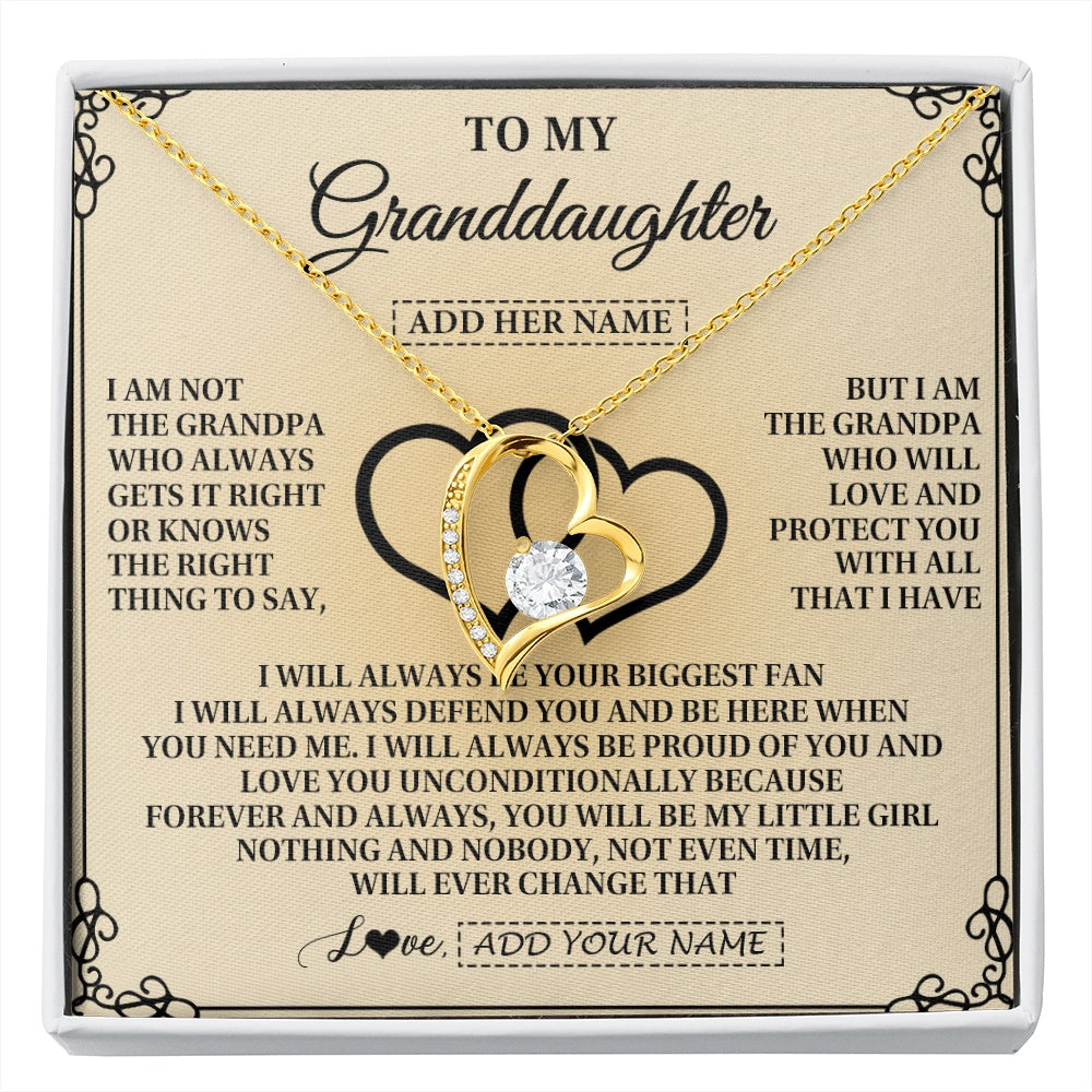 Forever Love Necklace 18K Yellow Gold Finish | 1 | Personalized To My Granddaughter Gifts From Grandpa Granddaughter Birthday Gifts Jewelry Women Granddaughter Pendant Necklace Christmas Gift Box Message Card | https://siriusteestore.