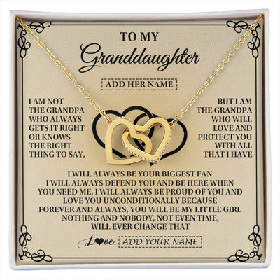 Interlocking Hearts Necklace 18K Yellow Gold Finish | 1 | Personalized To My Granddaughter Gifts From Grandpa Granddaughter Birthday Gifts Jewelry Women Granddaughter Pendant Necklace Christmas Gift Box Message Card | https://siriusteestore.