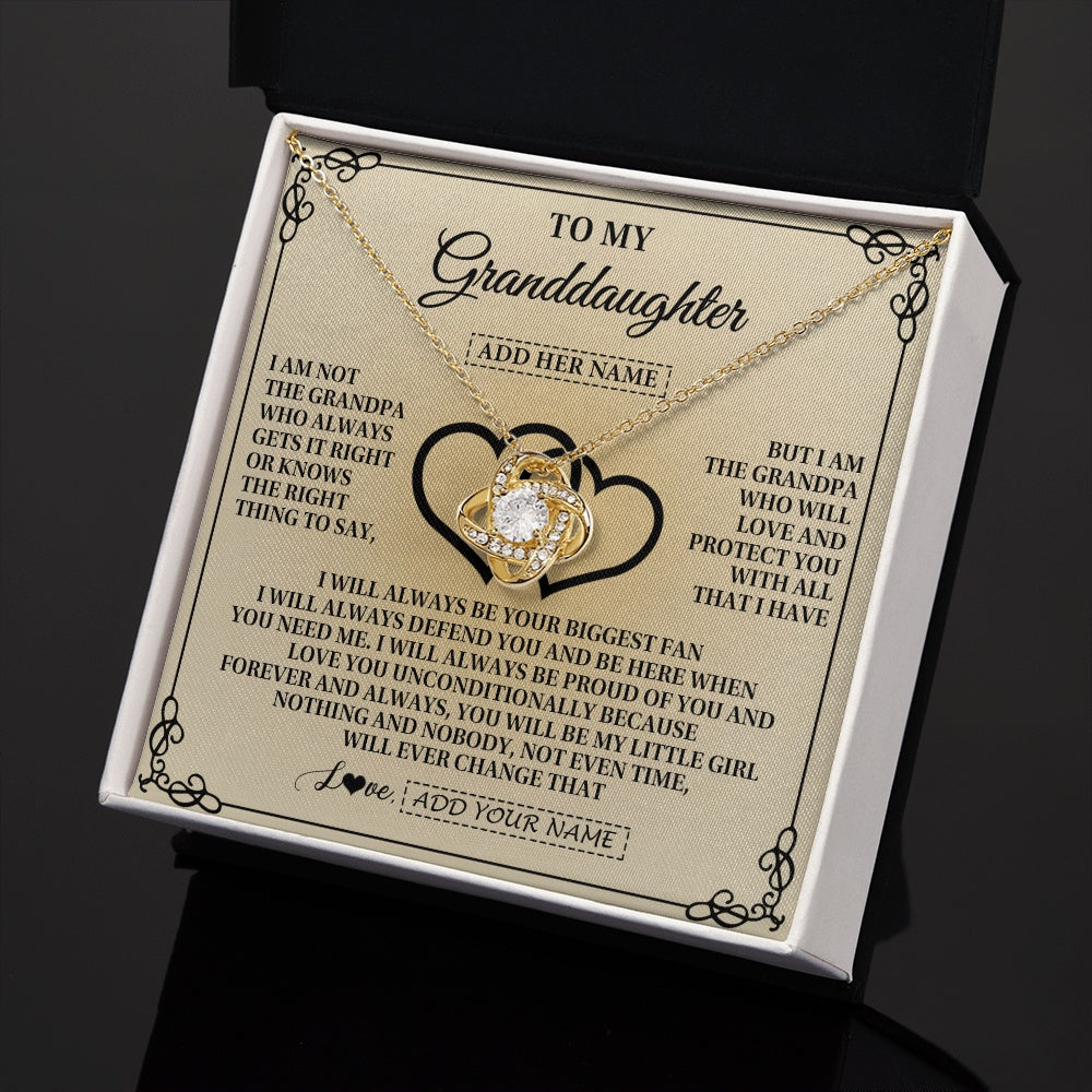 Love Knot Necklace 18K Yellow Gold Finish | 2 | Personalized To My Granddaughter Gifts From Grandpa Granddaughter Birthday Gifts Jewelry Women Granddaughter Pendant Necklace Christmas Gift Box Message Card | https://siriusteestore.