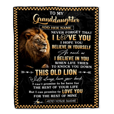 Personalized To My Granddaughter Gifts From Grandpa Grandma Blanket Old Lion Love You Granddaughter Birthday Gifts Graduation Christmas Fleece Throw Blanket | siriusteestore