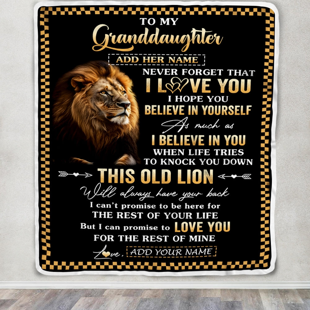 Personalized To My Granddaughter Gifts From Grandpa Grandma Blanket Old Lion Love You Granddaughter Birthday Gifts Graduation Christmas Fleece Throw Blanket | siriusteestore