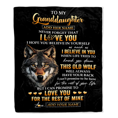 Personalized To My Granddaughter Gifts From Grandpa Grandma Blanket Old Wolf Love You Granddaughter Birthday Gifts Graduation Christmas Fleece Throw Blanket | siriusteestore
