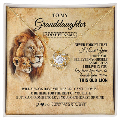 Love Knot Necklace 18K Yellow Gold Finish | 1 | Personalized To My Granddaughter Gifts From Grandpa Lion Necklace I Love You Granddaughter Birthday Gifts Graduation Christmas Custom Gift Box Message Card | siriusteestore.myshopify