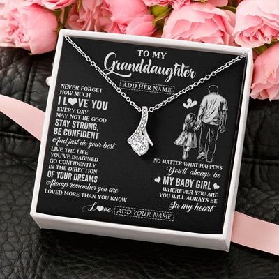 Alluring Beauty Necklace 14K White Gold Finish | 2 | Personalized To My Granddaughter Gifts From Grandpa Necklace Never Forget How Much I Love You Granddaughter Birthday Graduation Christmas Gift Box Message Card | https://siriusteestore.