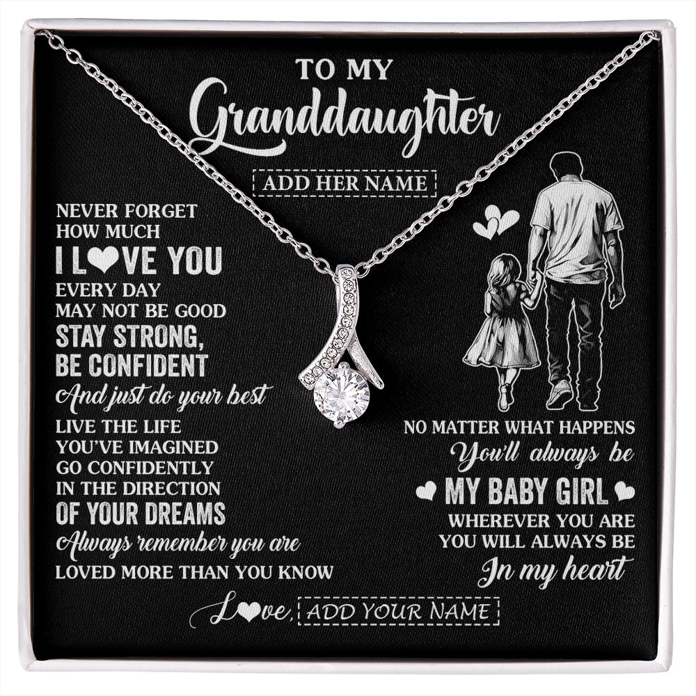 Alluring Beauty Necklace 14K White Gold Finish | 1 | Personalized To My Granddaughter Gifts From Grandpa Necklace Never Forget How Much I Love You Granddaughter Birthday Graduation Christmas Gift Box Message Card | https://siriusteestore.