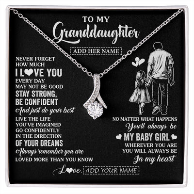 Alluring Beauty Necklace 14K White Gold Finish | 1 | Personalized To My Granddaughter Gifts From Grandpa Necklace Never Forget How Much I Love You Granddaughter Birthday Graduation Christmas Gift Box Message Card | https://siriusteestore.