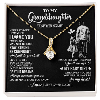Alluring Beauty Necklace 18K Yellow Gold Finish | 1 | Personalized To My Granddaughter Gifts From Grandpa Necklace Never Forget How Much I Love You Granddaughter Birthday Graduation Christmas Gift Box Message Card | https://siriusteestore.