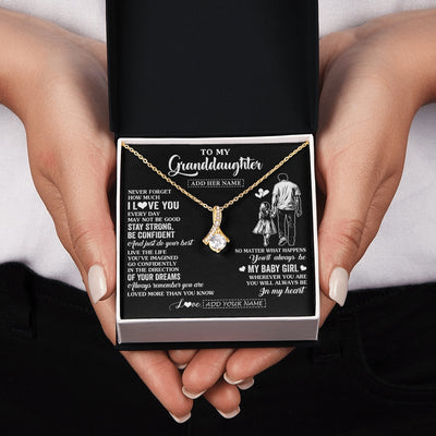 Alluring Beauty Necklace 18K Yellow Gold Finish | 2 | Personalized To My Granddaughter Gifts From Grandpa Necklace Never Forget How Much I Love You Granddaughter Birthday Graduation Christmas Gift Box Message Card | https://siriusteestore.