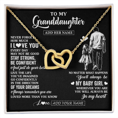 Interlocking Hearts Necklace 18K Yellow Gold Finish | 1 | Personalized To My Granddaughter Gifts From Grandpa Necklace Never Forget How Much I Love You Granddaughter Birthday Graduation Christmas Gift Box Message Card | https://siriusteestore.