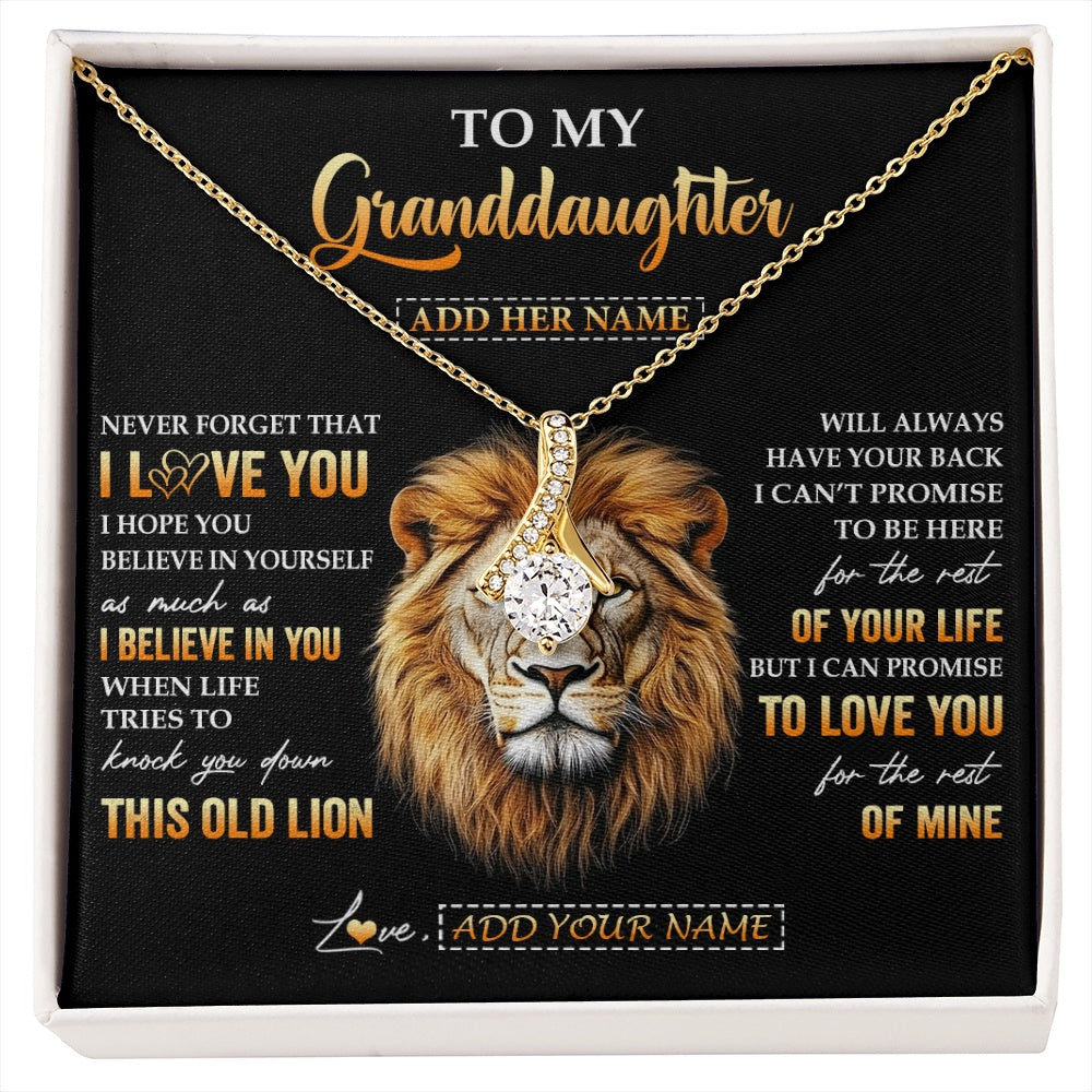 Alluring Beauty Necklace 18K Yellow Gold Finish | 1 | Personalized To My Granddaughter Gifts From Grandpa Necklace Old Lion Love You Granddaughter Birthday Gifts Graduation Christmas Custom Gift Box Message Card | siriusteestore.myshopify