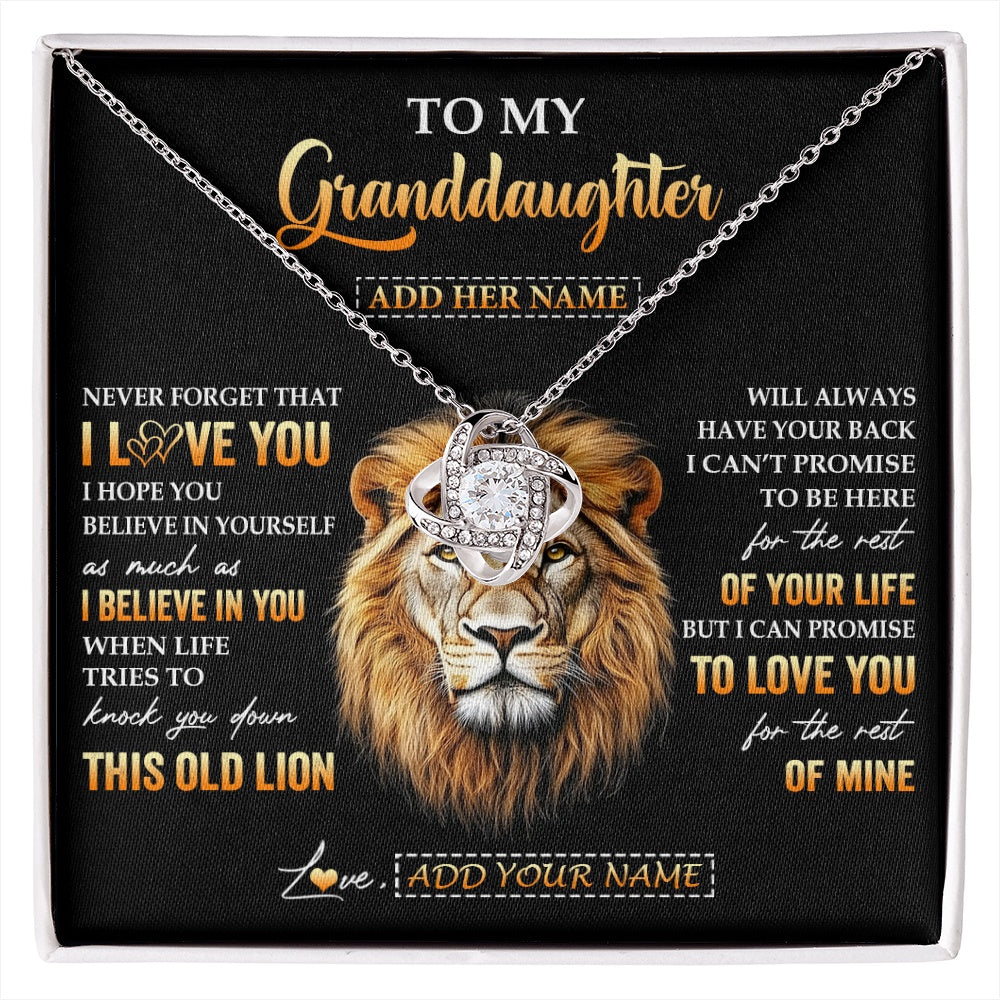 Love Knot Necklace 14K White Gold Finish | 1 | Personalized To My Granddaughter Gifts From Grandpa Necklace Old Lion Love You Granddaughter Birthday Gifts Graduation Christmas Custom Gift Box Message Card | siriusteestore.myshopify