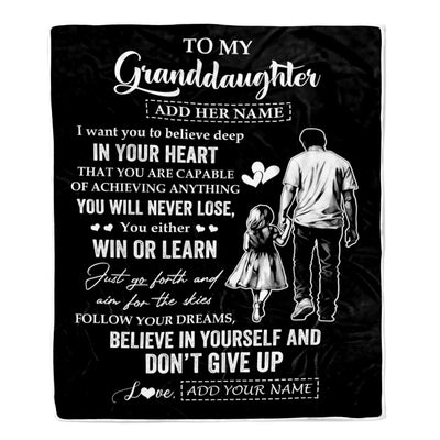 Personalized To My Granddaughter Gifts From Grandpa Papa Blanket Don't Give Up Grandpa Gifts For Granddaughter Birthday Graduation Christmas Fleece Blanket | siriusteestore