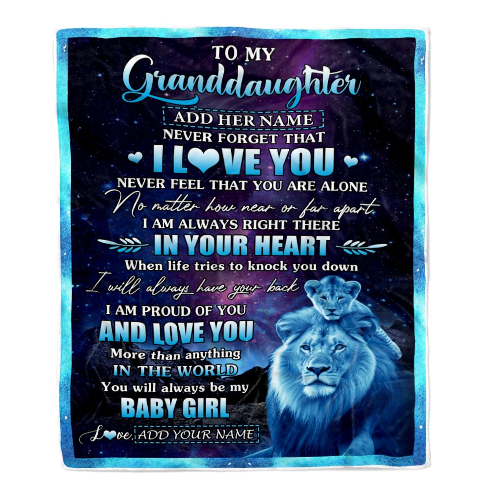 Personalized To My Granddaughter Gifts From Grandpa Papa Blanket I Love You Lion Birthday Gift Ideas For Granddaughter Graduation Christmas Fleece Blanket | siriusteestore