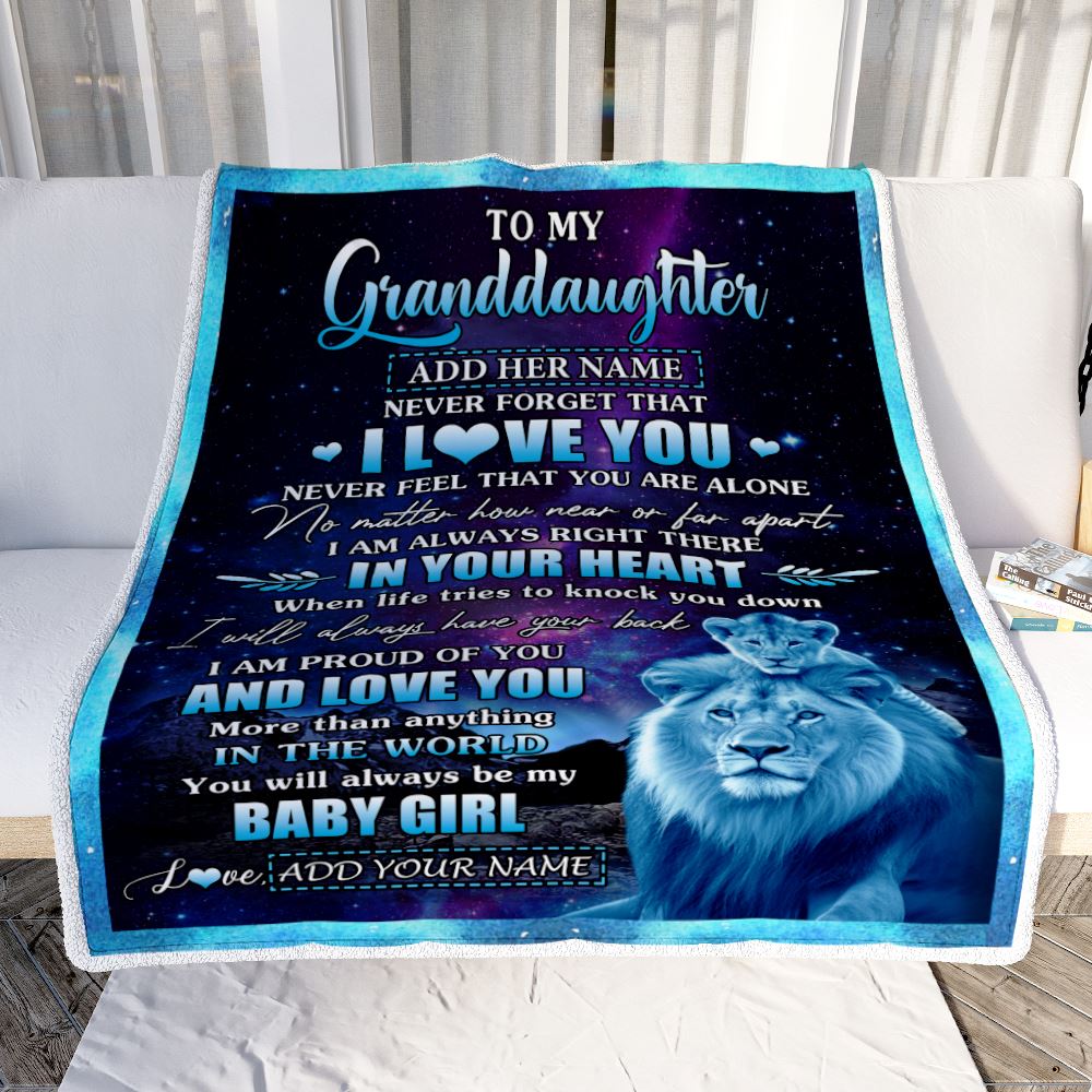 Personalized To My Granddaughter Gifts From Grandpa Papa Blanket I Love You Lion Birthday Gift Ideas For Granddaughter Graduation Christmas Fleece Blanket | siriusteestore