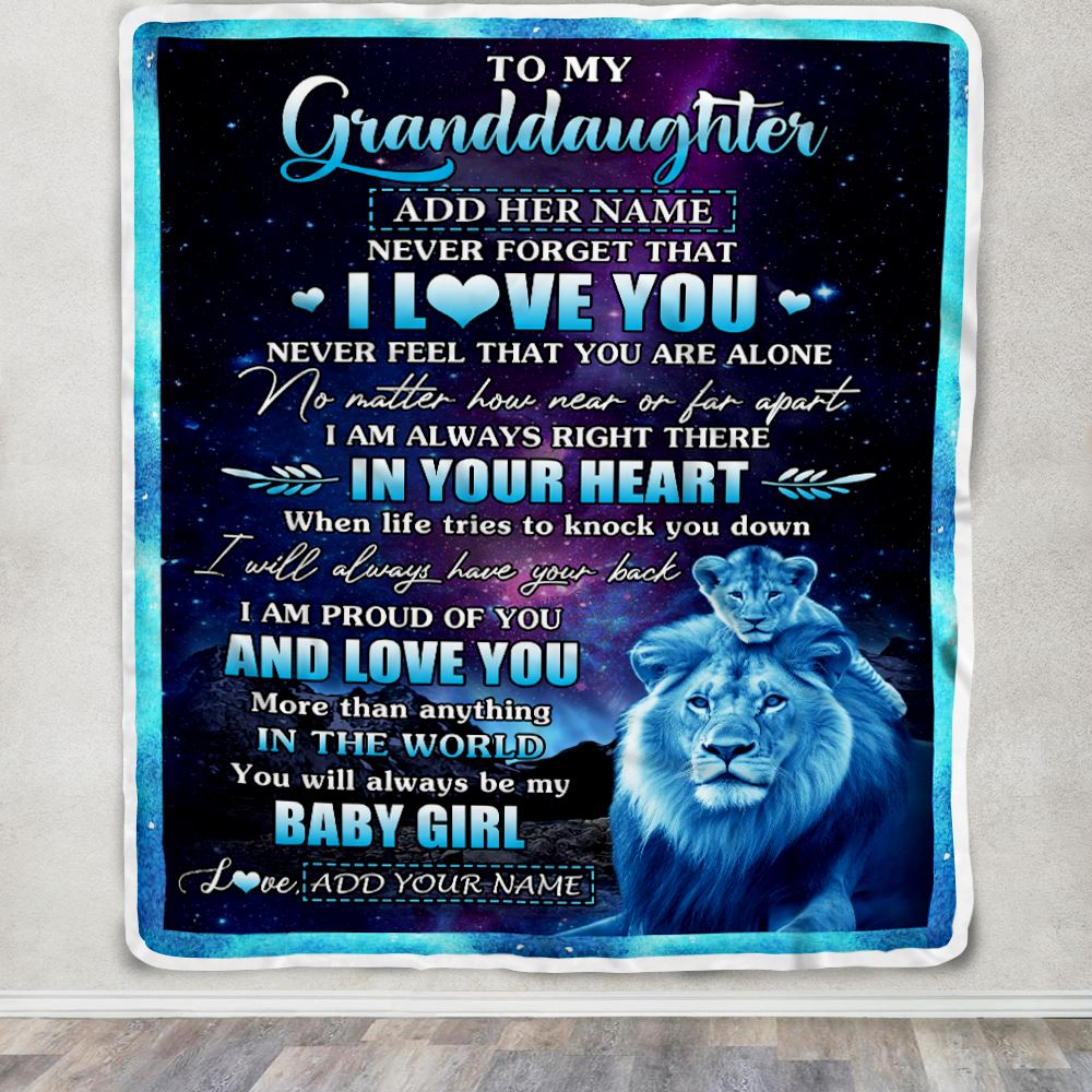 Personalized To My Granddaughter Gifts From Grandpa Papa Blanket I Love You Lion Birthday Gift Ideas For Granddaughter Graduation Christmas Fleece Blanket | siriusteestore