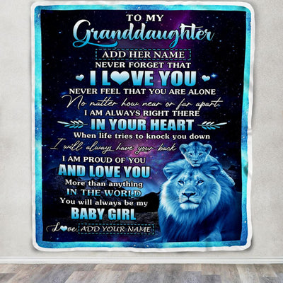 Personalized To My Granddaughter Gifts From Grandpa Papa Blanket I Love You Lion Birthday Gift Ideas For Granddaughter Graduation Christmas Fleece Blanket | siriusteestore