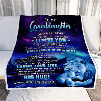 Personalized To My Granddaughter Gifts From Grandpa Papa Blanket Laught Love Live Lion Great Granddaughter Birthday Gifts Graduation Christmas Fleece Blanket | siriusteestore