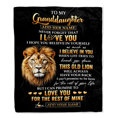 Personalized To My Granddaughter Gifts From Grandpa Papa Blanket Old Lion Love You Granddaughter Birthday Gifts Graduation Christmas Custom Fleece Blanket | siriusteestore