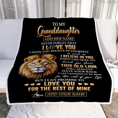 Personalized To My Granddaughter Gifts From Grandpa Papa Blanket Old Lion Love You Granddaughter Birthday Gifts Graduation Christmas Custom Fleece Blanket | siriusteestore