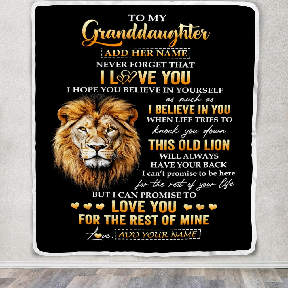 Personalized To My Granddaughter Gifts From Grandpa Papa Blanket Old Lion Love You Granddaughter Birthday Gifts Graduation Christmas Custom Fleece Blanket | siriusteestore