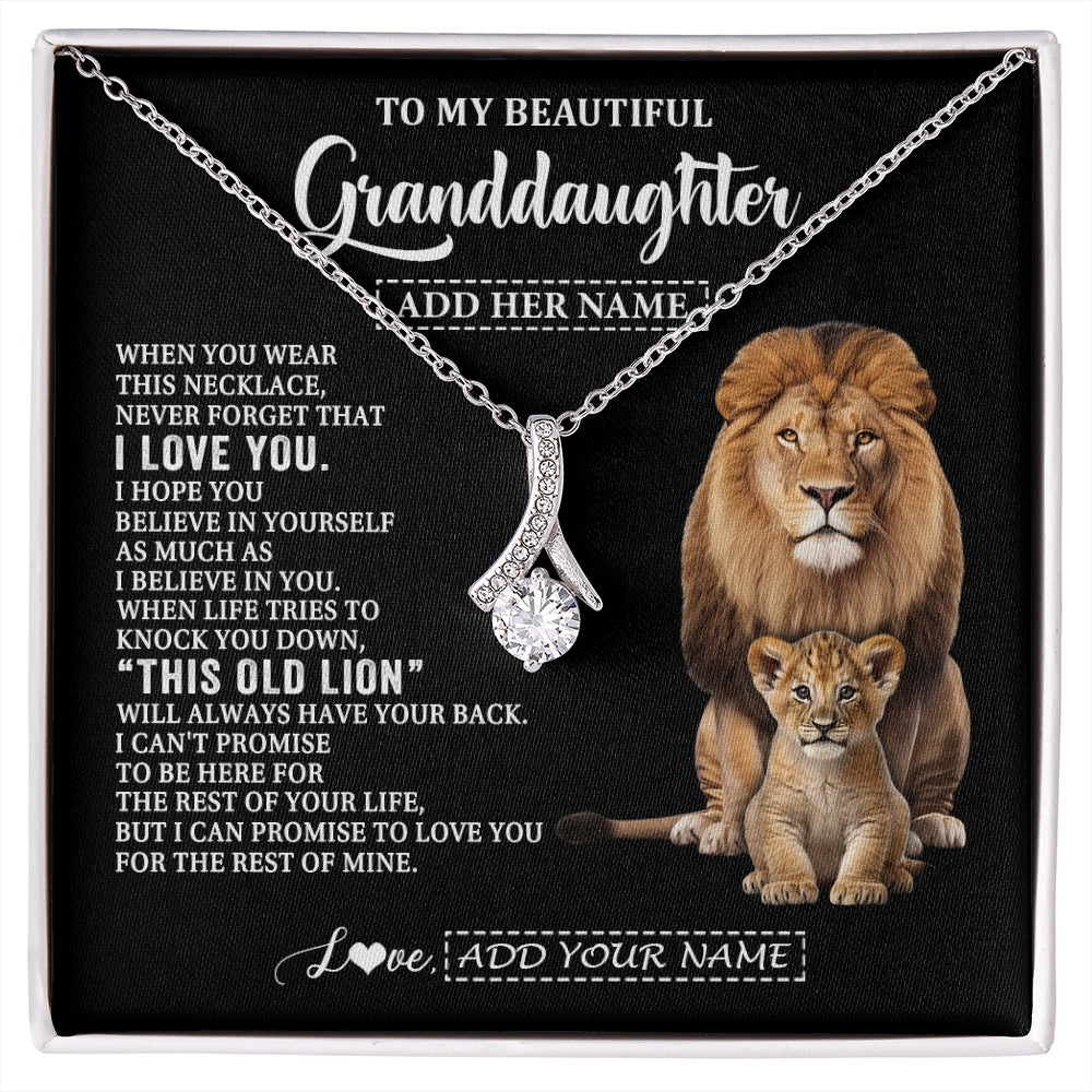 Alluring Beauty Necklace 14K White Gold Finish | 1 | Personalized To My Granddaughter Gifts From Papa Grandpa Necklace This Old Lion Love You Granddaughter Birthday Gifts Christmas Custom Gift Box Message Card | https://siriusteestore.