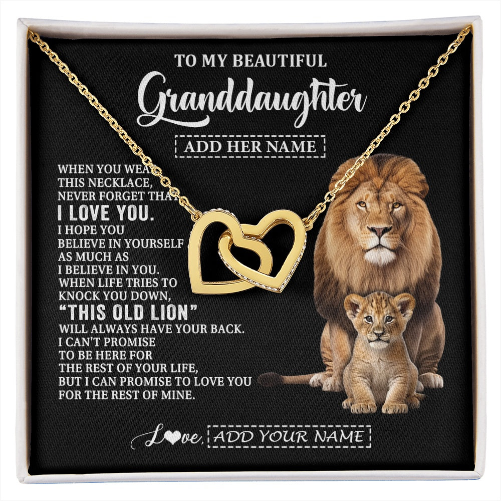 Interlocking Hearts Necklace 18K Yellow Gold Finish | 1 | Personalized To My Granddaughter Gifts From Papa Grandpa Necklace This Old Lion Love You Granddaughter Birthday Gifts Christmas Custom Gift Box Message Card | https://siriusteestore.