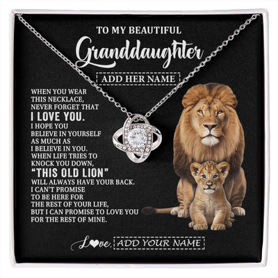 Love Knot Necklace 14K White Gold Finish | 1 | Personalized To My Granddaughter Gifts From Papa Grandpa Necklace This Old Lion Love You Granddaughter Birthday Gifts Christmas Custom Gift Box Message Card | https://siriusteestore.