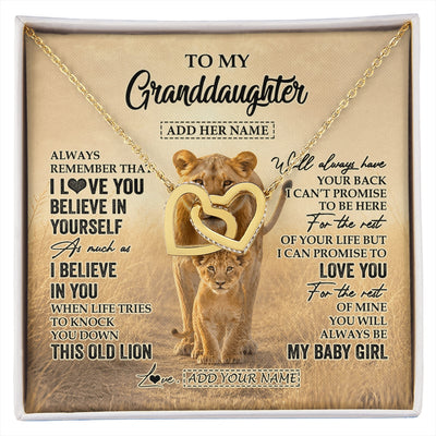 Interlocking Hearts Necklace 18K Yellow Gold Finish | 1 | Personalized To My Granddaughter Gifts Necklace From Grandma Always Remember Lion Gifts For Granddaughter Birthday Graduation Christmas Gift Box Message Card | https://siriusteestore.