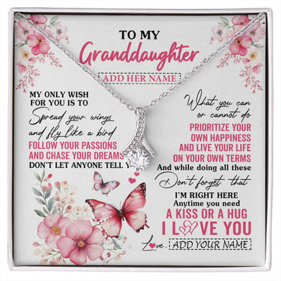 Alluring Beauty Necklace 14K White Gold Finish | 1 | Personalized To My Granddaughter Gifts Necklace From Grandma Butterfly My Only Wish For You Granddaughter Birthday Gifts Christmas Gift Box Message Card | siriusteestore.myshopify