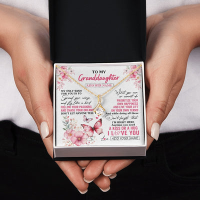 Alluring Beauty Necklace 18K Yellow Gold Finish | 2 | Personalized To My Granddaughter Gifts Necklace From Grandma Butterfly My Only Wish For You Granddaughter Birthday Gifts Christmas Gift Box Message Card | siriusteestore.myshopify