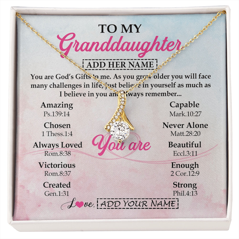 Alluring Beauty Necklace 18K Yellow Gold Finish | 1 | Personalized To My Granddaughter Gifts Necklace From Grandma Christian Religious Jewelry Gifts For Granddaughter Birthday Christmas Gift Box Message Card | https://siriusteestore.