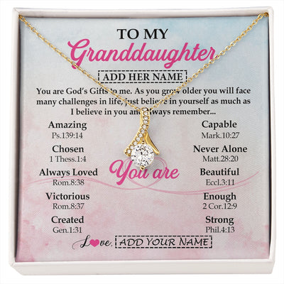 Alluring Beauty Necklace 18K Yellow Gold Finish | 1 | Personalized To My Granddaughter Gifts Necklace From Grandma Christian Religious Jewelry Gifts For Granddaughter Birthday Christmas Gift Box Message Card | https://siriusteestore.