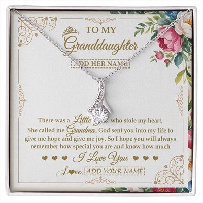 Alluring Beauty Necklace 14K White Gold Finish | 1 | Personalized To My Granddaughter Gifts Necklace From Grandma Filled With My Love Granddaughter Birthday Gifts Wedding Christmas Custom Gift Box Message Card | https://siriusteestore.