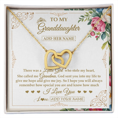 Interlocking Hearts Necklace 18K Yellow Gold Finish | 1 | Personalized To My Granddaughter Gifts Necklace From Grandma Filled With My Love Granddaughter Birthday Gifts Wedding Christmas Custom Gift Box Message Card | https://siriusteestore.