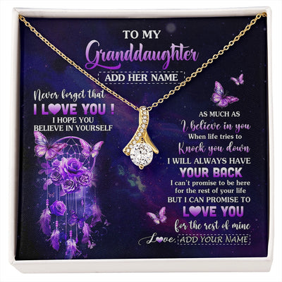 Alluring Beauty Necklace 18K Yellow Gold Finish | 1 | Personalized To My Granddaughter Gifts Necklace From Grandma Floral Butterfly Love You Granddaughter Birthday Gifts Graduation Christmas Gift Box Message Card | https://siriusteestore.