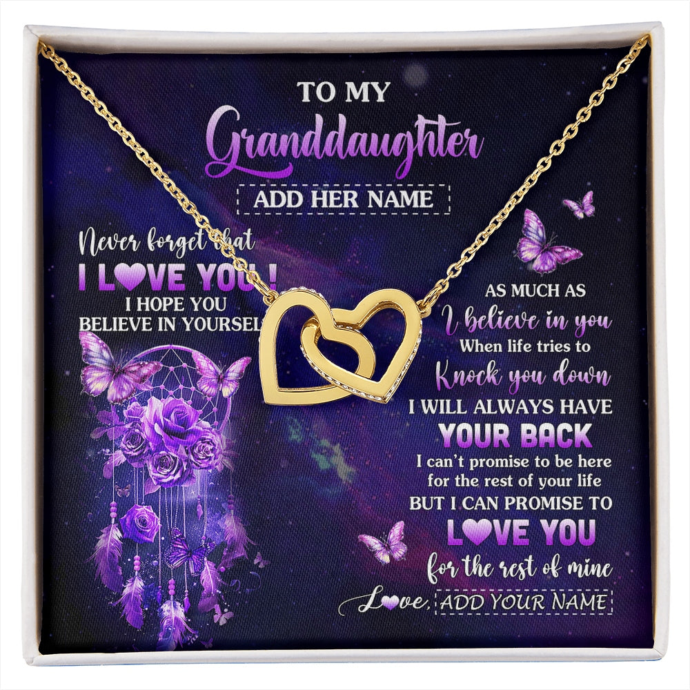 Interlocking Hearts Necklace 18K Yellow Gold Finish | 1 | Personalized To My Granddaughter Gifts Necklace From Grandma Floral Butterfly Love You Granddaughter Birthday Gifts Graduation Christmas Gift Box Message Card | https://siriusteestore.
