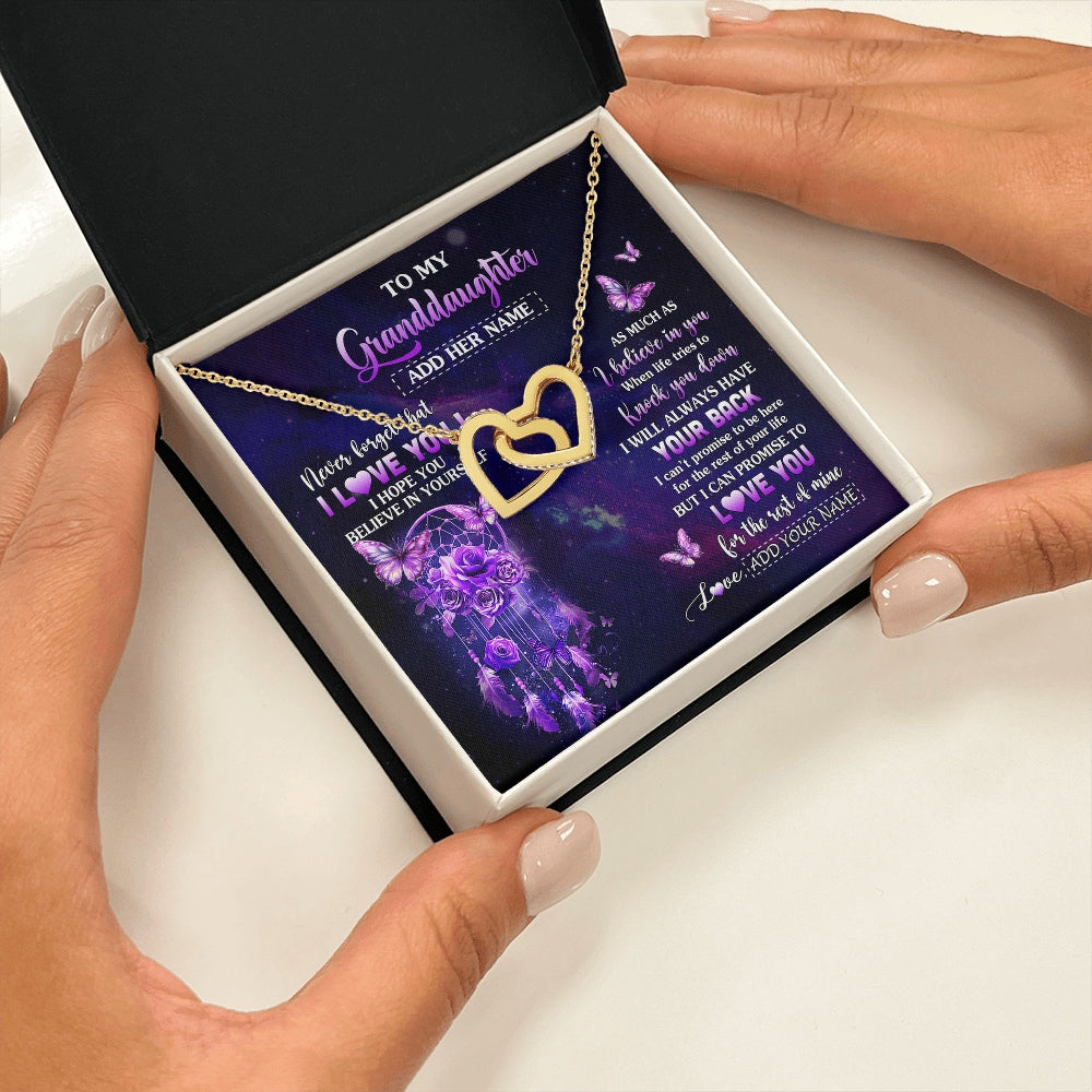 Interlocking Hearts Necklace 18K Yellow Gold Finish | 2 | Personalized To My Granddaughter Gifts Necklace From Grandma Floral Butterfly Love You Granddaughter Birthday Gifts Graduation Christmas Gift Box Message Card | https://siriusteestore.